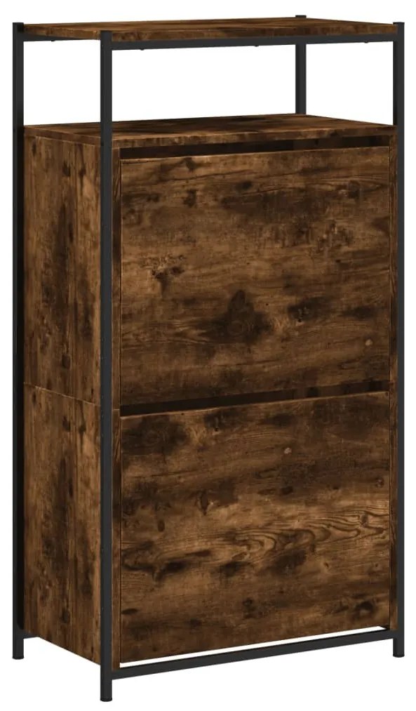 füstös tölgy színű szerelt fa cipőszekrény 60x34x112 cm