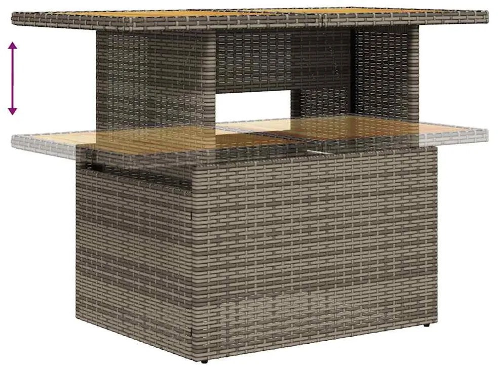 vidaXL 9 részes szürke polyrattan akácfa kerti ülőgarnitúra párnákkal