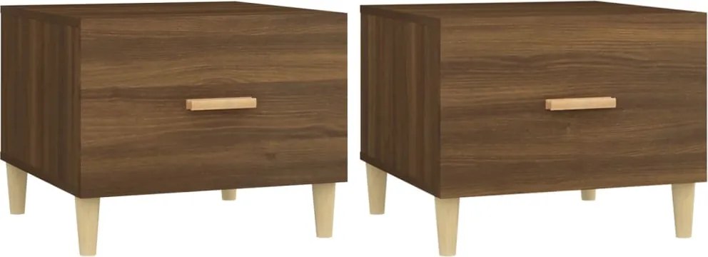 vidaXL 2 db barna tölgy szerelt fa dohányzóasztal 50 x 50 x 40 cm