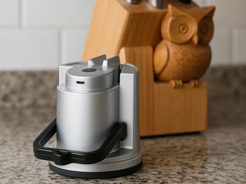 Elektromos kés- és ollóélező motoros csiszolótechnológiával és USB töltéssel - VERK