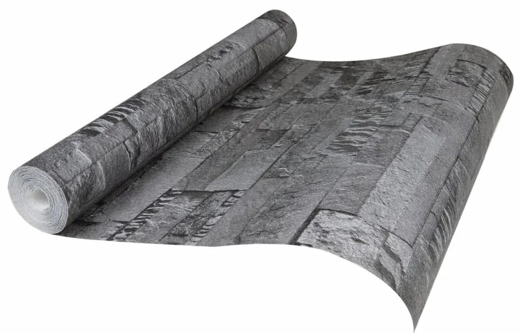 fekete kőhatású nem szőtt 3D tapéta 10 x 0,53 m