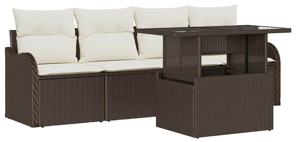 Kerti Kanapé Szett 5 pcs Barna 100 x 55 x 73 cm Poli rattan