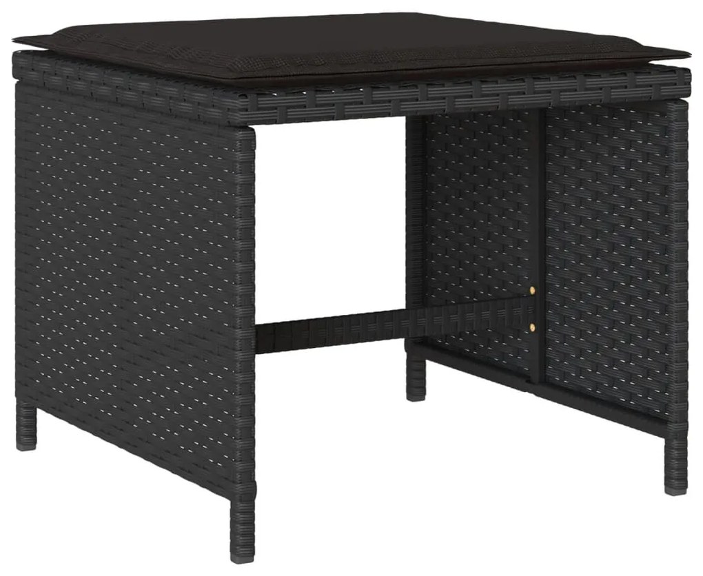 vidaXL 17 részes fekete polyrattan kerti étkezőgarnitúra párnákkal