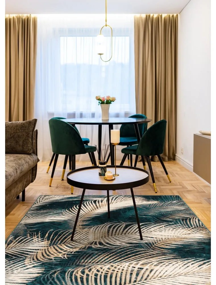 Petróleumkék gyapjú szőnyeg 133x180 cm Areca – Agnella