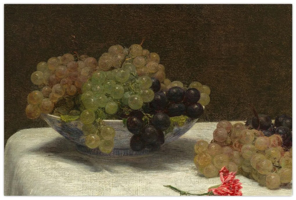 Kép - Henri Fantin-Latour, Still Life with Grapes and a Carnation, reprodukciók (90x60 cm)