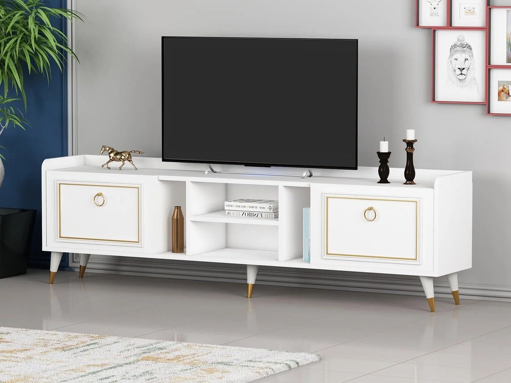 TV asztal/szekrény Kadole 2 (fehér + arany) . 1095457