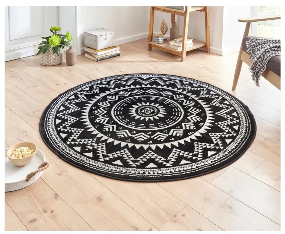 Celebration Valencia fekete szőnyeg, ⌀ 140 cm - Hanse Home