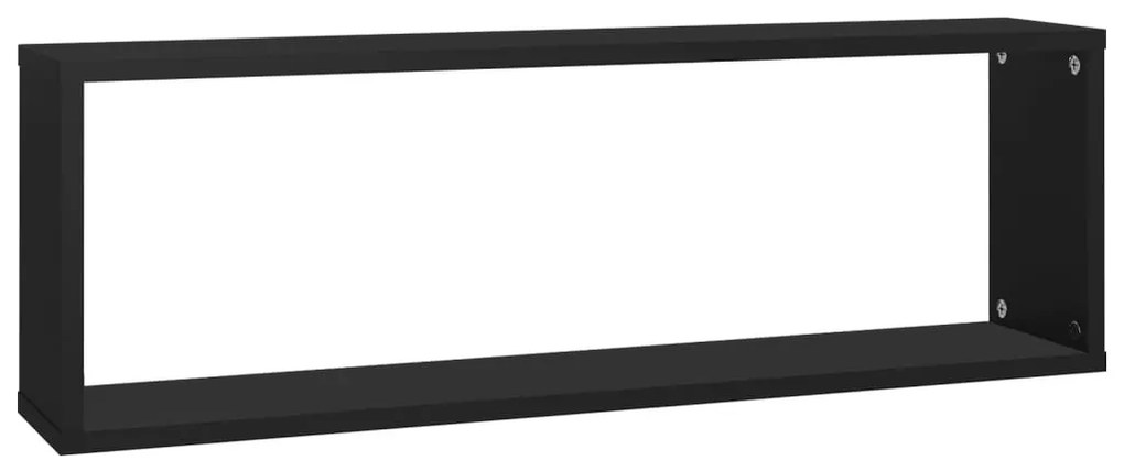 4 db fekete szerelt fa fali kockapolc 80 x 15 x 26,5 cm