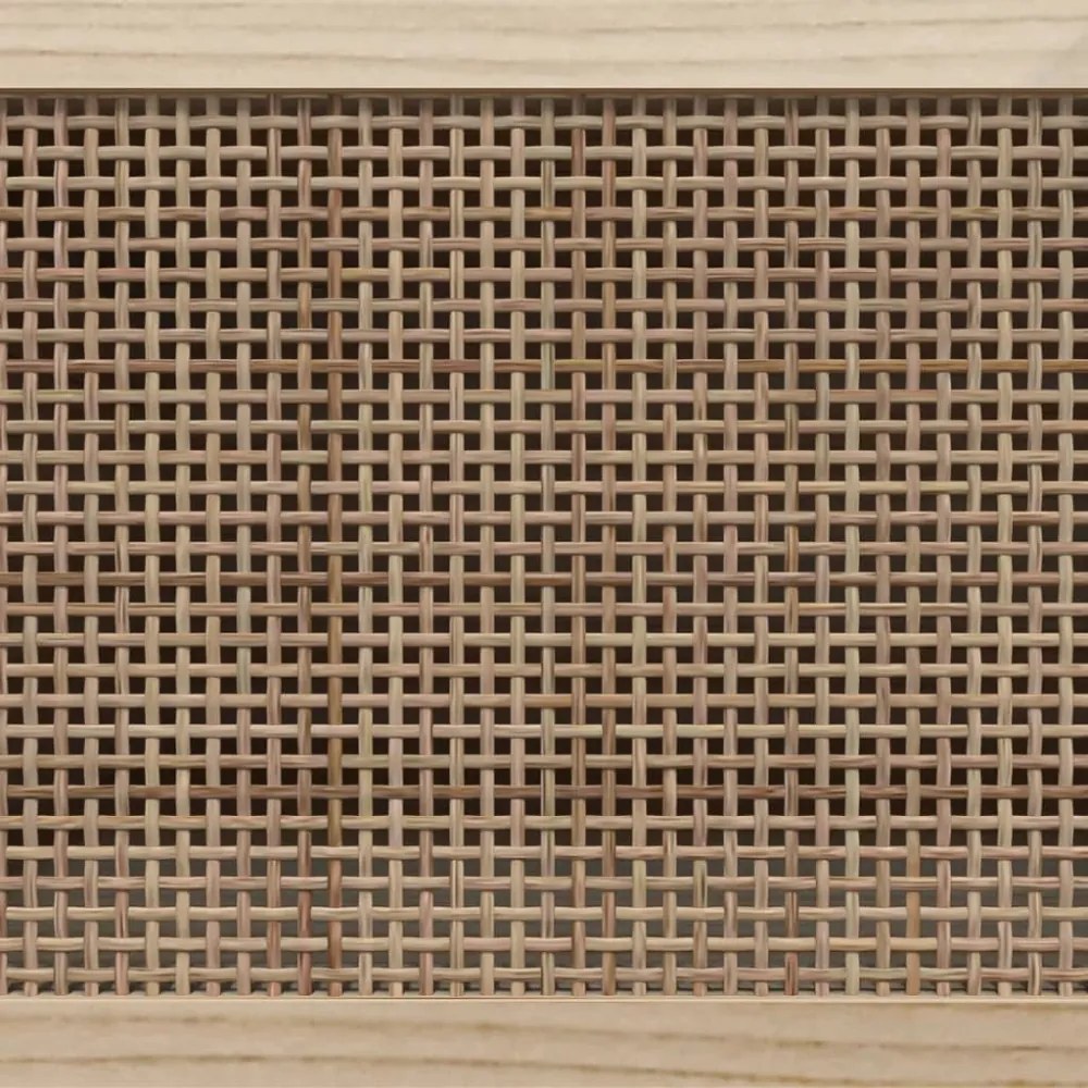 fekete fenyőfa és természetes rattan TV-szekrény 80x30x40 cm