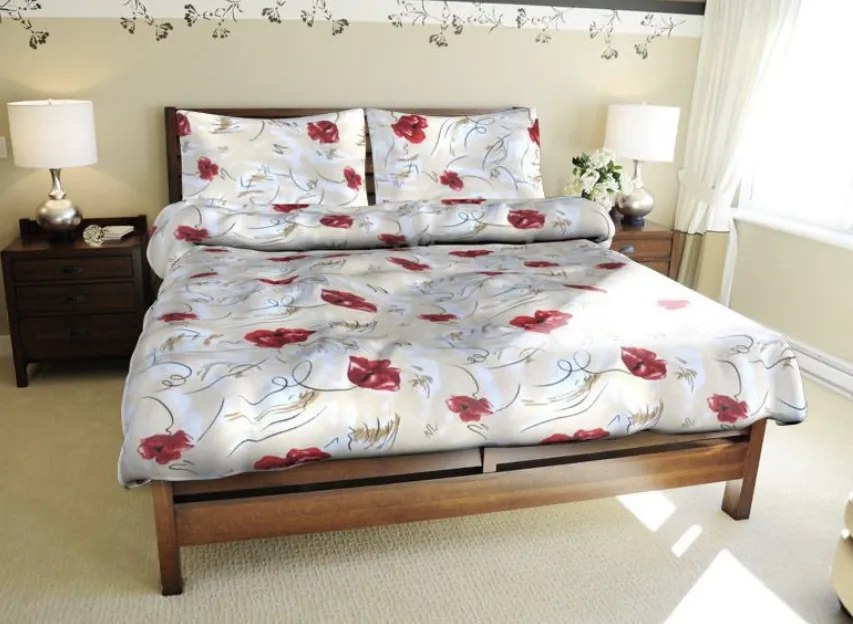 Pipacsok krepp ágyneműhuzat TiaHome - 1x Párna 90x70cm, 1x Paplan 140x200cm