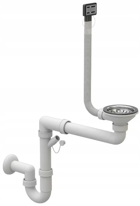 Gamma Gamma, 1-kamrás kézi szifon gránit mosogatóhoz négyzetes túlfolyóval, króm, GMA-1M11ZCH