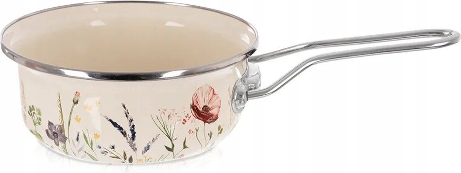 Zománcozott serpenyő fazék hosszú nyéllel hagyományos 14 cm 650 ml