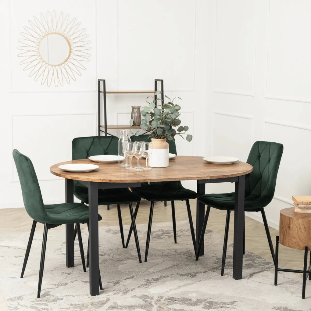 Bővíthető Étkezőasztal Rusztikus Tölgy/Fekete Színben. KANTE 102-142 cm