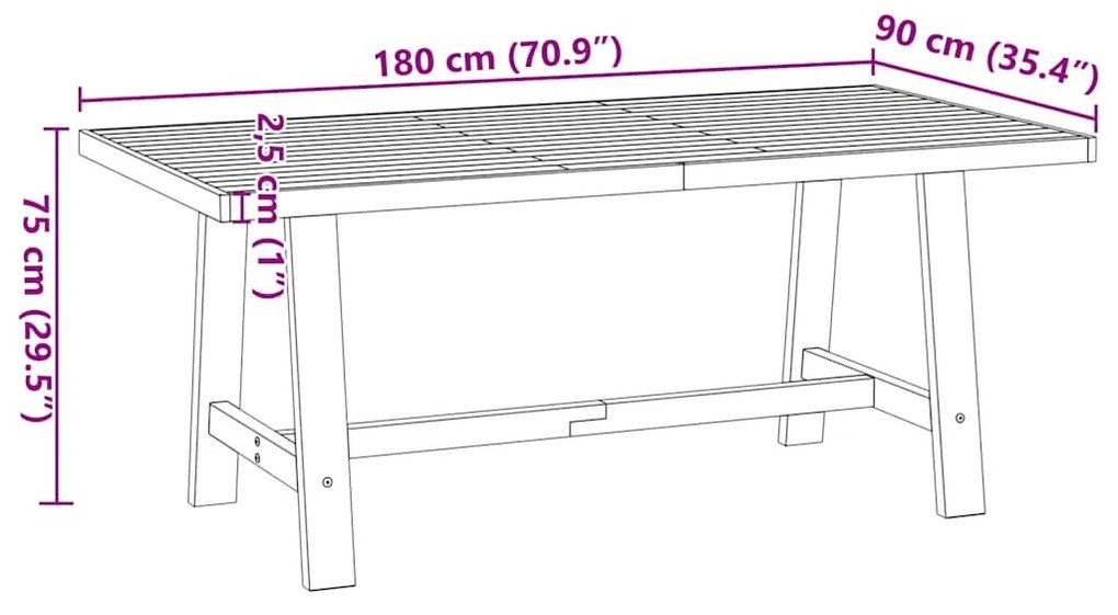 Étkezőasztal NOAIN A alakú lábak 180x90x75 cm tömör fa fenyőfa
