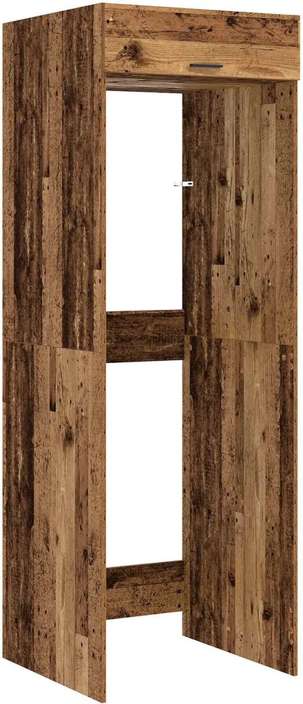 vidaXL Mosógép Szekrény tárolóval Öreg fa 67,5 x 68 x 200 cm Faanyag