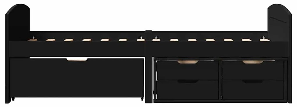 Napozóágy 5 fiókkal matrac nélkül IRUN Fekete 90x200 cm