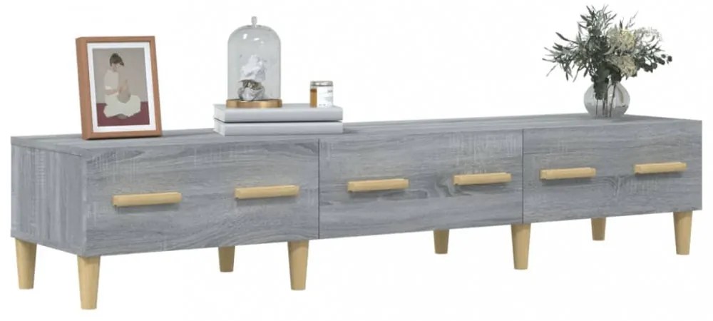 szürke sonoma színű szerelt fa TV-szekrény 150 x 34,5 x 30 cm