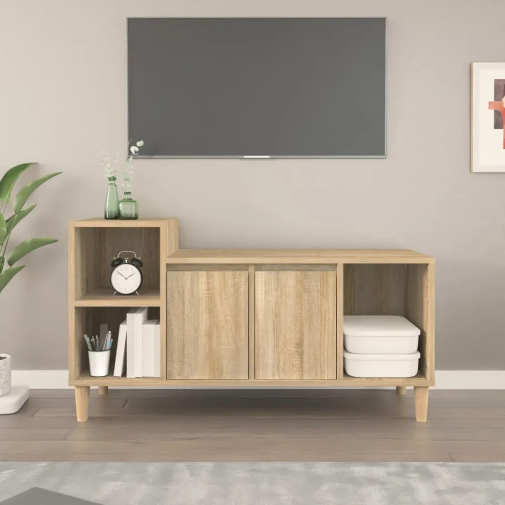sonoma tölgyszínű szerelt fa TV-szekrény 100x35x55 cm