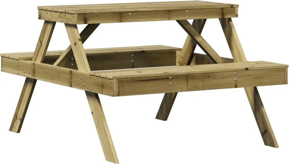 vidaXL impregnált fenyőfa piknik asztal 105 x 134 x 75 cm