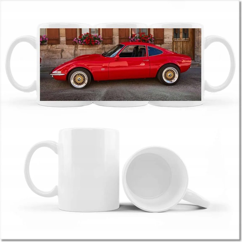 Piros sport kupé mintás bögre