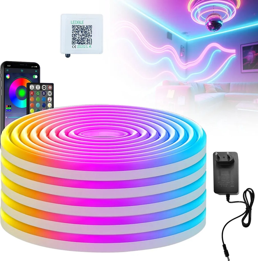 Led Szalag 15M Rgb Vízálló Led Szalag 5050 Távirányító Alkalmazás Vezérlés