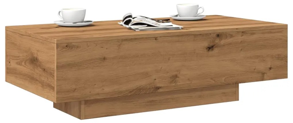 kézműves tölgy színű szerelt fa dohányzóasztal 100x49,5x31 cm