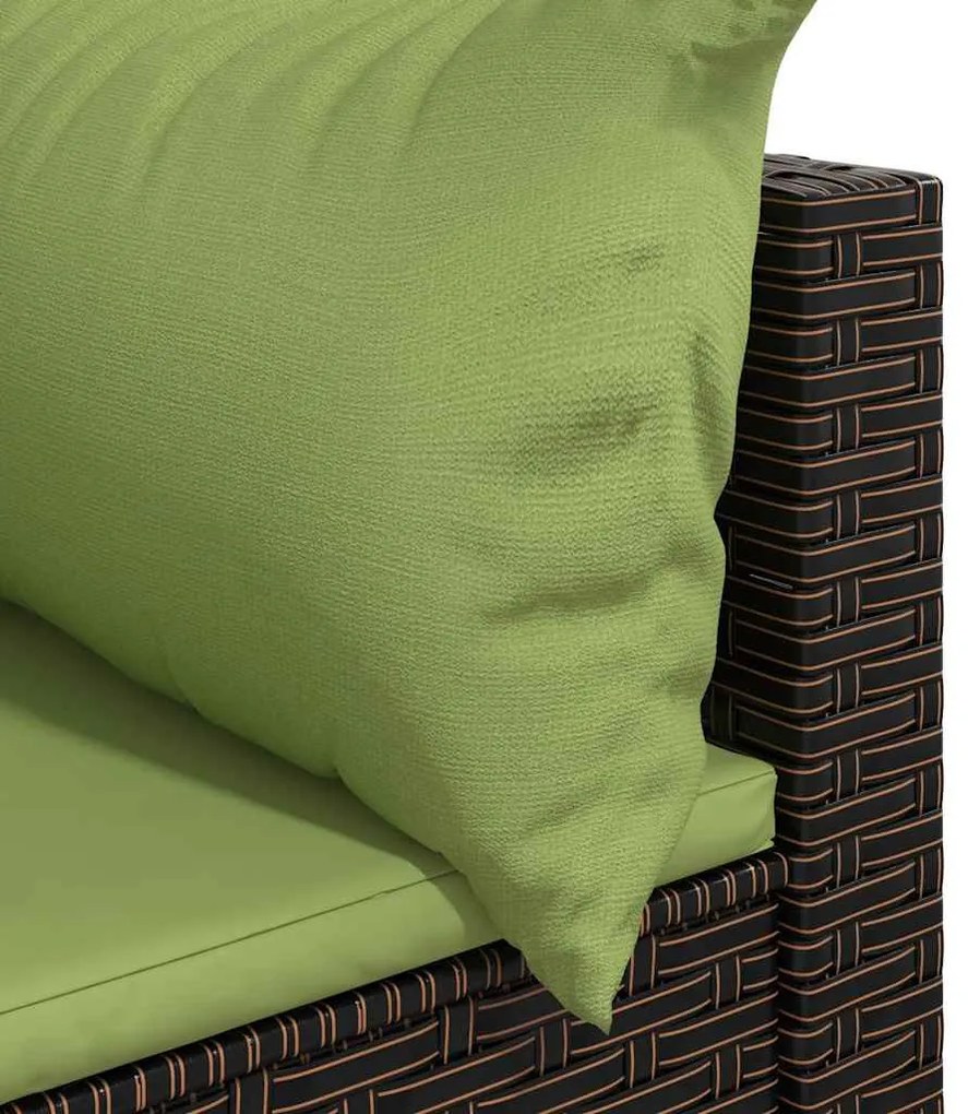 vidaXL barna polyrattan kerti sarokkanapé párnákkal