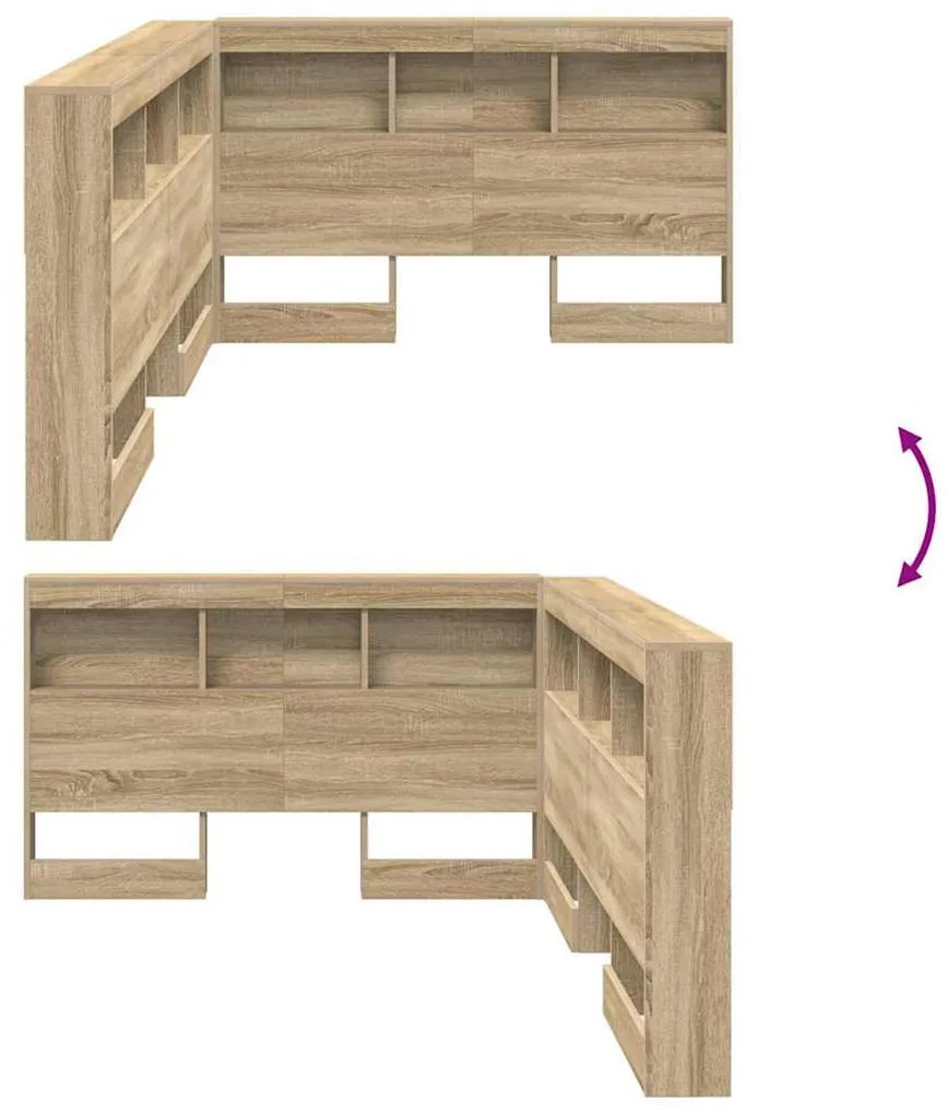 Tároló fejtámla polcokkal tárolóval sonoma tölgy 120 cm Faanyag