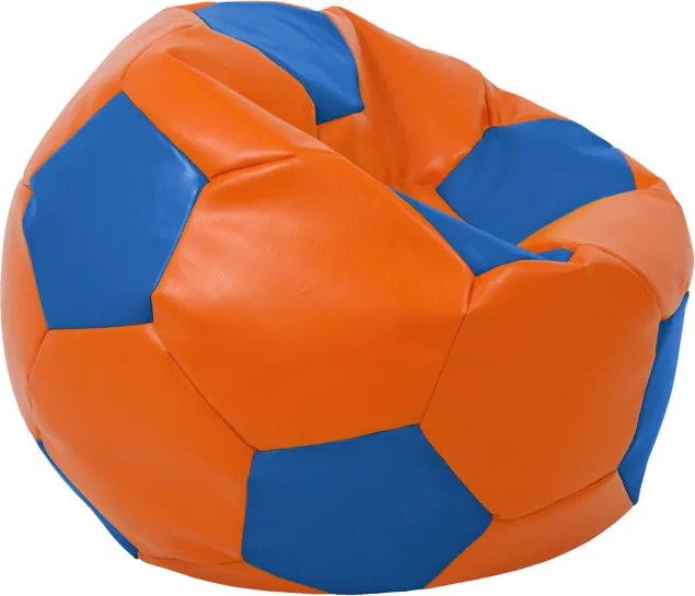 Baby Ball babzsákfotel - műbőr - narancssárga/kék - 70 liter