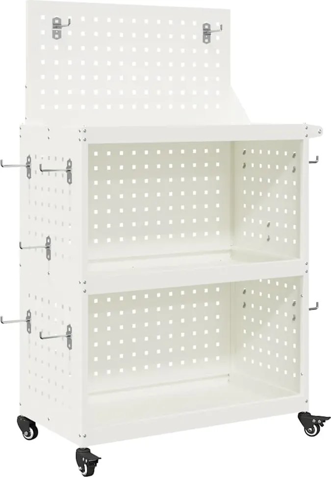 vidaXL Eszköz Kocsi Fehér 65 x 35 x 111 cm Hidegen hengerelt acél