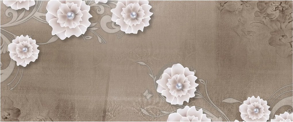 Kép - drapéria virágokkal (120x50 cm)