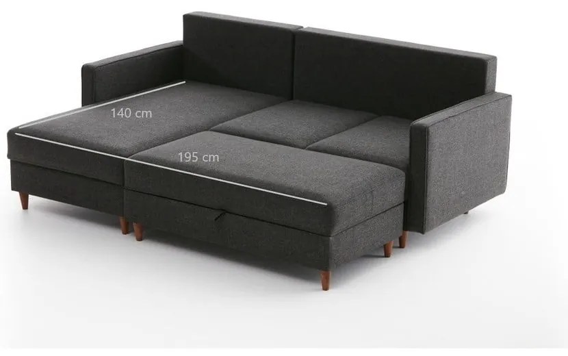 Antracitszürke sarokkanapé (bal oldali) Eva – Balcab Home