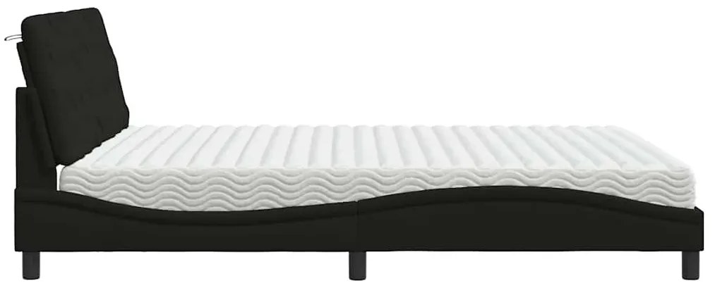 fekete szövet ágy matraccal 180x200 cm