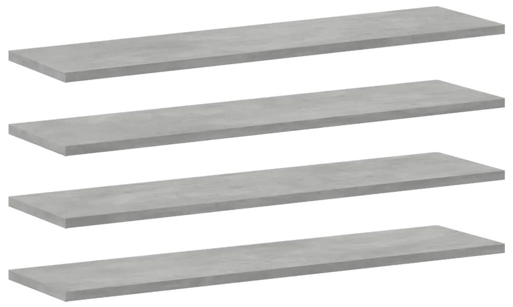 4 db betonszürke szerelt fa könyvespolc lap 80 x 20 x 1,5 cm