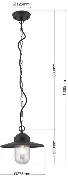 Orion AL 11-1318 - Kültéri függeszték EDWARD 1xE27/60W/230V IP44 fekete