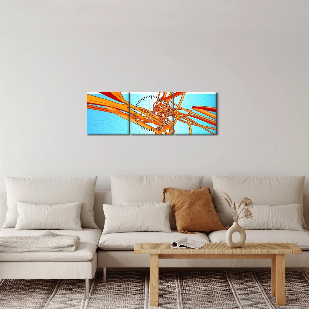 Kép - Összefonódó vonalak, absztrakciók (órával) (90x30 cm)