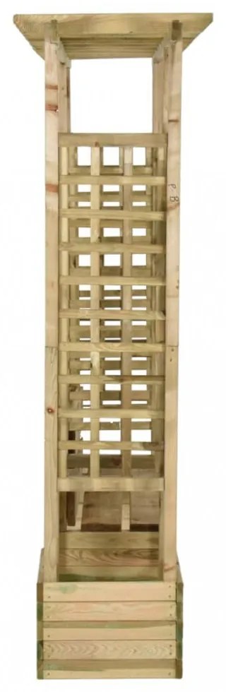 tömör impregnált fenyőfa kerti pergola paddal és virágtartókkal