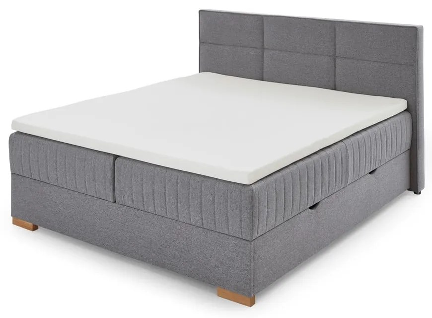 Szürke ágyneműtartós boxspring ágy 160x200 cm Tambo – Meise Möbel