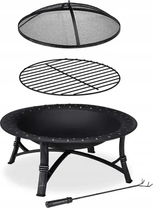 Fém hordozható tűzrakóhely FIREBOWL ∅ 90 cm, fekete