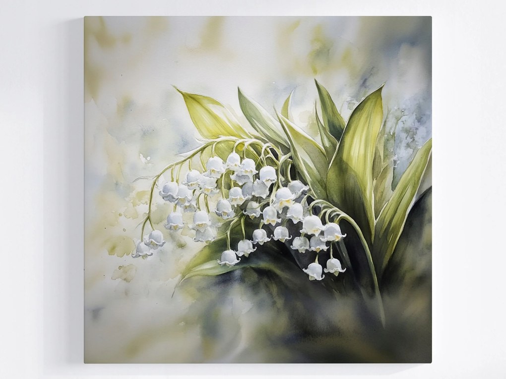 Vászonkép Canvas Akvarell Természet Virágok Gyöngyvirágok 80x80