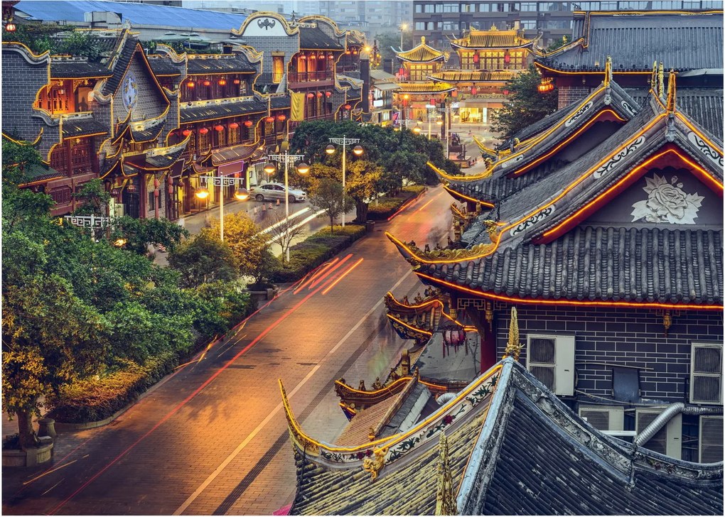 Kép - Qintai Road, Chengdu, Kína (üvegen) (70x50 cm)