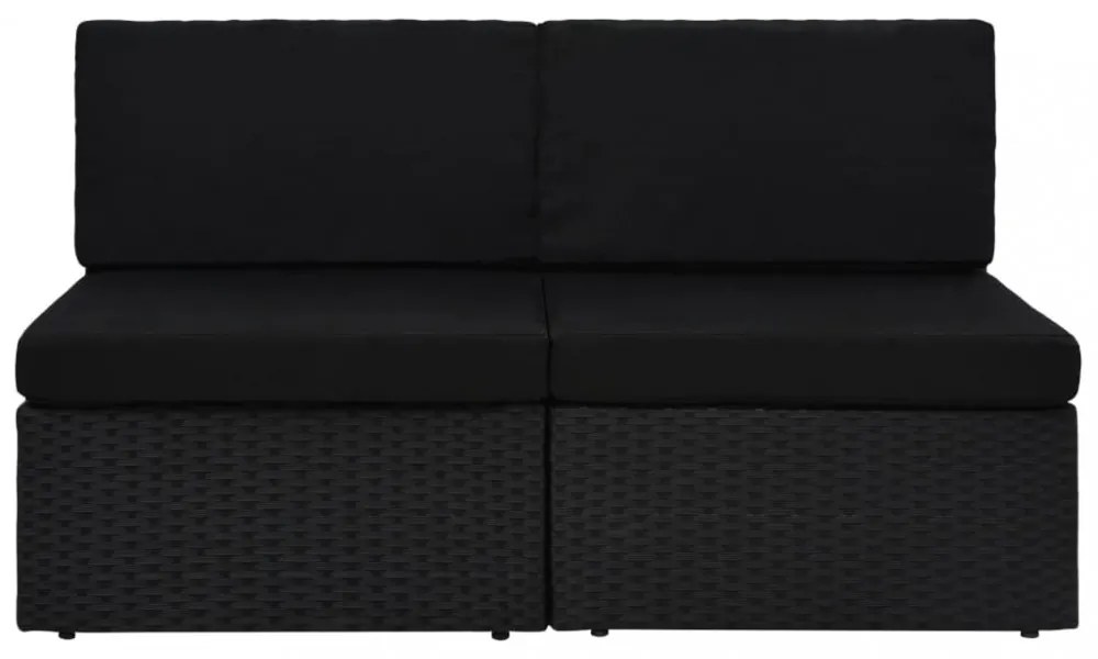 2 személyes fekete elemes polyrattan kanapé