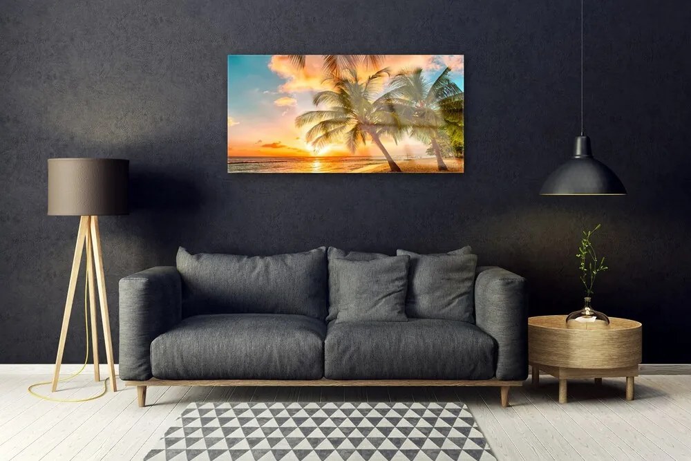 Fali üvegkép Pálmafa Sea Landscape 120x60cm