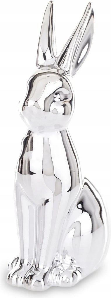 Dolomit nyuszi figura, ezüst 7x9x19cm