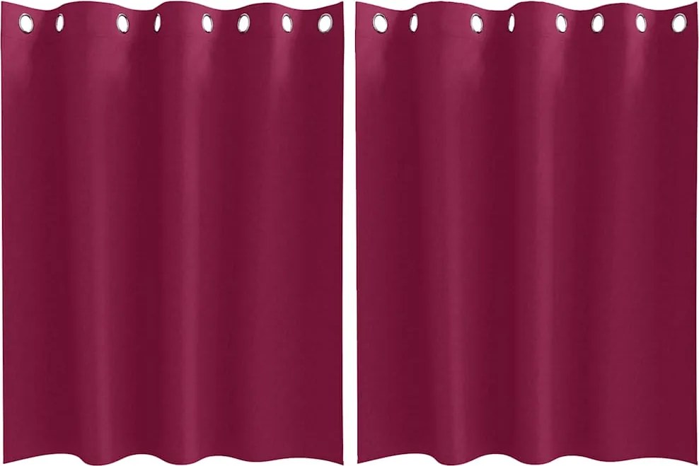 vidaXL Fekete Függöny Gyűrűkkel 2 pcs Bordó 140 x 140 cm Poliészter