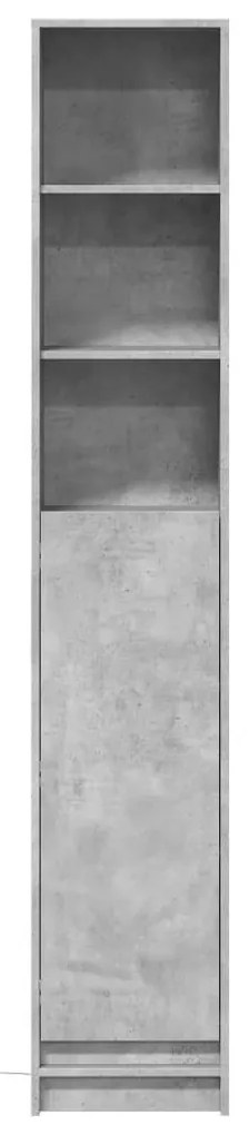 betonszürke szerelt fa tálalószekrény LED-del 36 x 32,5 x 200cm