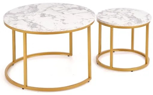 PACILA dohányzóasztal szett (2 db), márvány dekor/arany