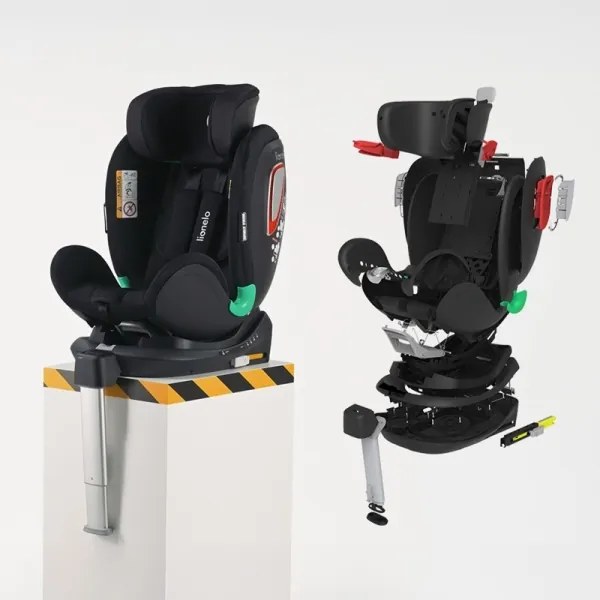 Lionelo - ANTOON PLUS i-Size 40-105 cm, forgatható autós gyerekülés alapzattal, Fekete Onyx