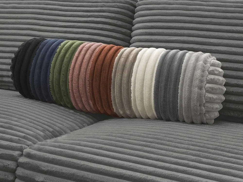 Sötétszürke kordbársony kinyitható kanapé mindennapos alvásra 220 cm Hugo – Bobochic Paris