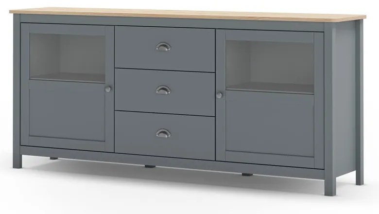 Szürkészöld borovi fenyő komód 180x80x40 cm Misti – Marckeric